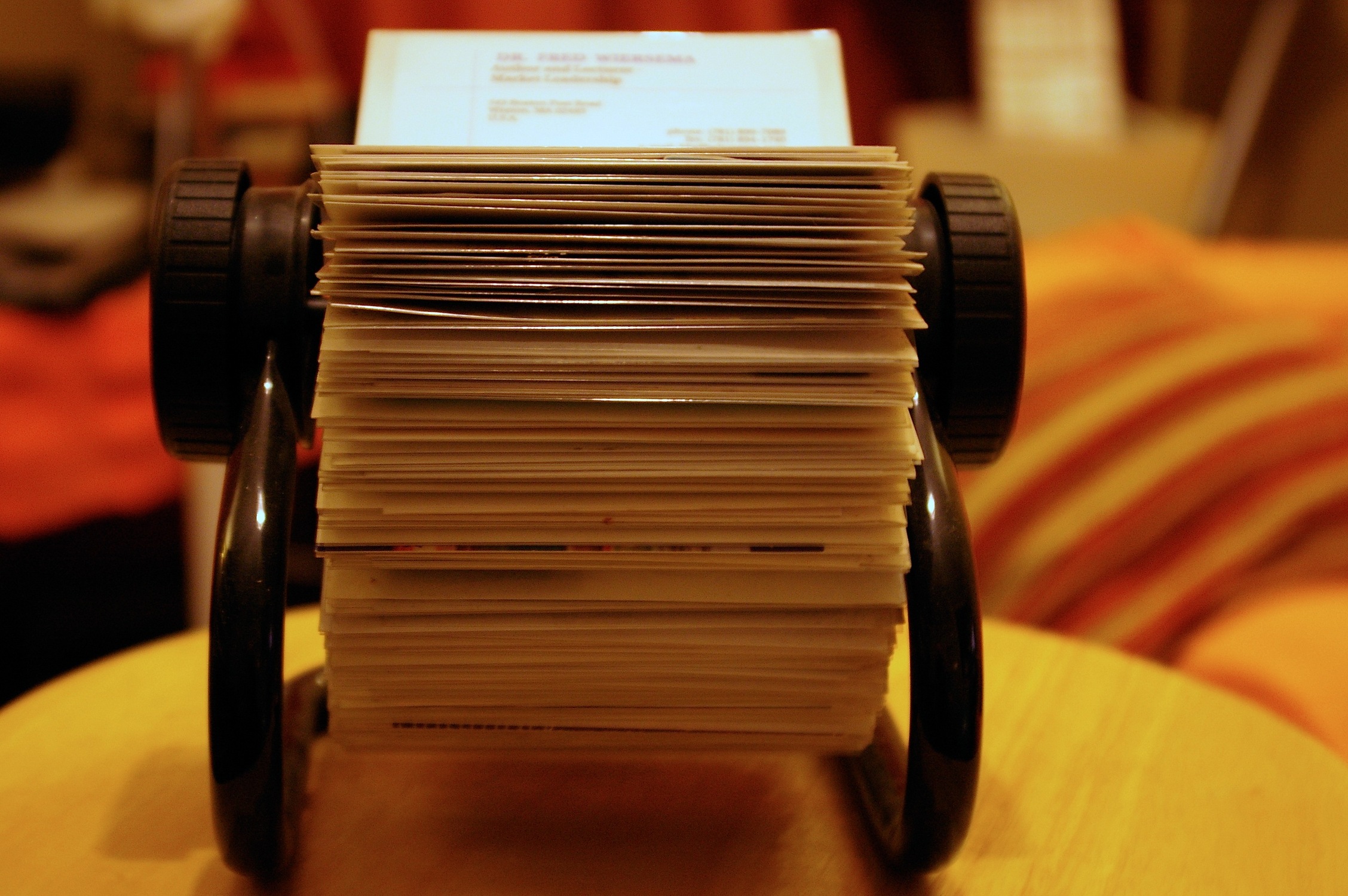 Photo of a Rolodex against a blurred background