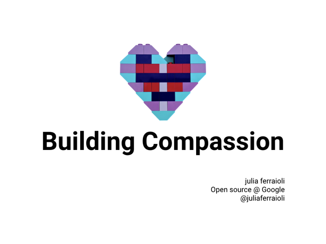 Title slide: &ldquo;Building Compassion&rdquo; with a Lego heart